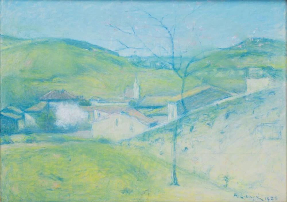 Veduta di un villaggio dell'Audois, 1925